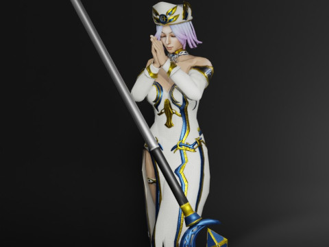 Moon Priestess Game Character 3D Model