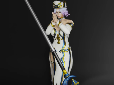 Moon Priestess Game Character 3D Model