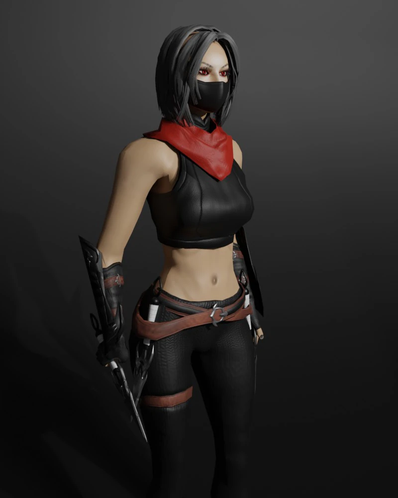 Shadow Dancer Game Character 3D Model .c4d .max .obj .3ds .fbx .stl .blend 