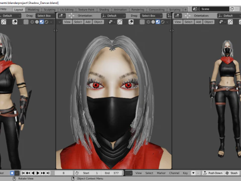 Shadow Dancer Game Character 3D Model