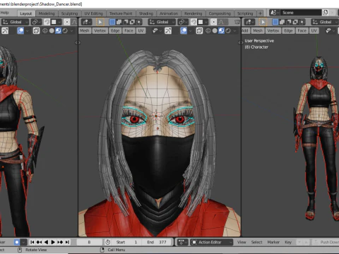 Shadow Dancer Game Character 3D Model