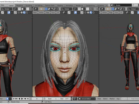 Shadow Dancer Game Character 3D Model