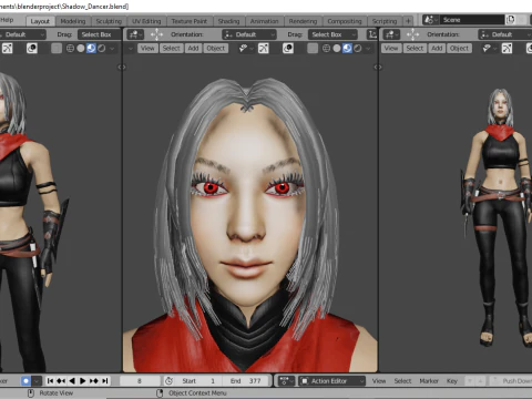 Shadow Dancer Game Character 3D Model
