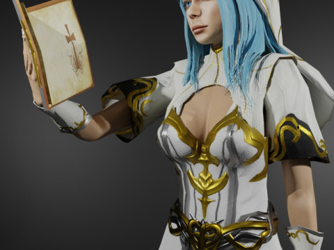 Holy Cleric Female Character Fantasy 3D Модель
