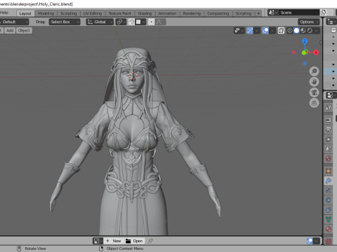 Holy Cleric Female Character Fantasy 3D Модель