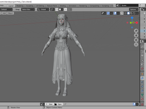 Holy Cleric Female Character Fantasy 3D Модель