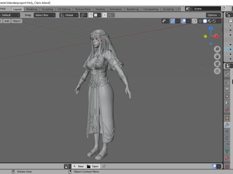 Holy Cleric Female Character Fantasy 3D Модель