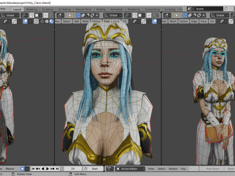 Holy Cleric Female Character Fantasy 3D Модель