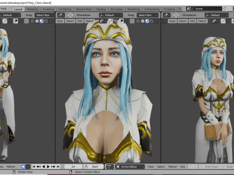 Holy Cleric Female Character Fantasy 3D Модель