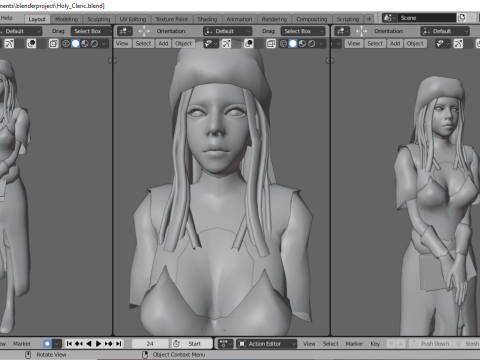 Holy Cleric Female Character Fantasy 3D Модель
