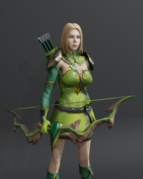 Elven Ranger Female Character - Fantasy Modello 3D .c4d .max .obj .3ds .fbx .stl .blend 