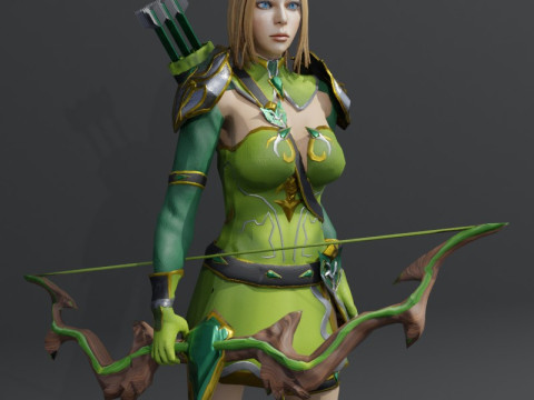 Elven Ranger Female Character - Fantasy 3D 模型
