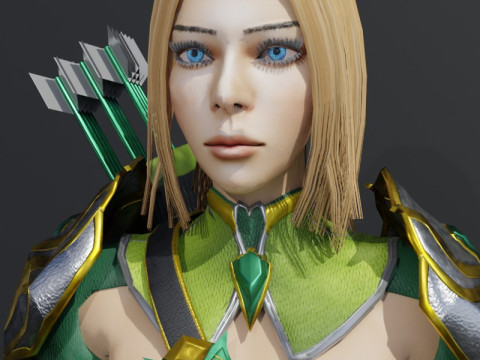 Elven Ranger Female Character - Fantasy Modello 3D