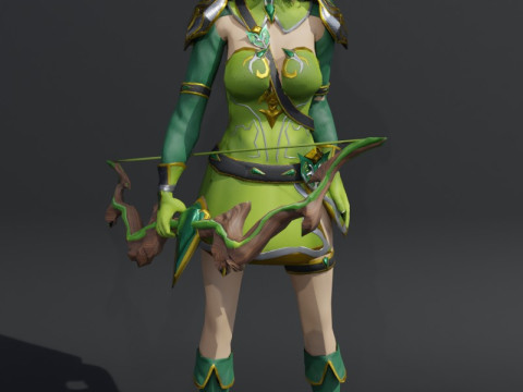 Elven Ranger Female Character - Fantasy Modello 3D