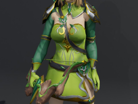 Elven Ranger Female Character - Fantasy Modello 3D