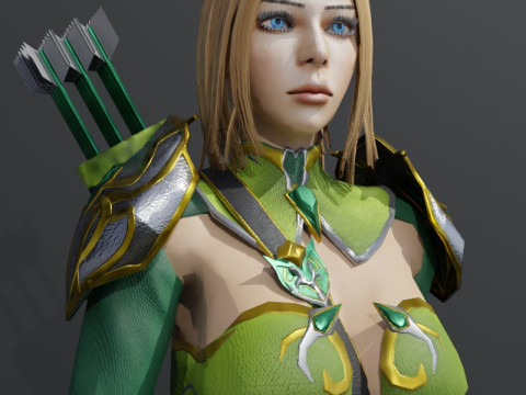 Elven Ranger Female Character - Fantasy Modello 3D