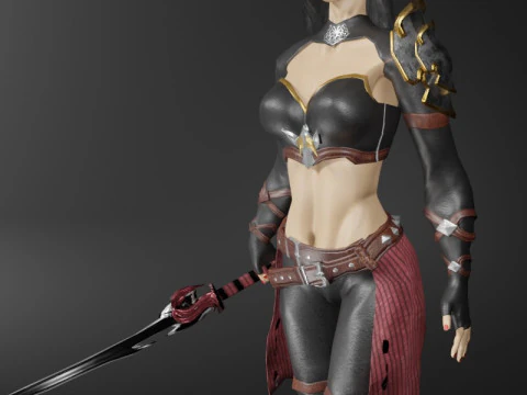 Ninja Assassin Female Character - Fantasy 3D Model
