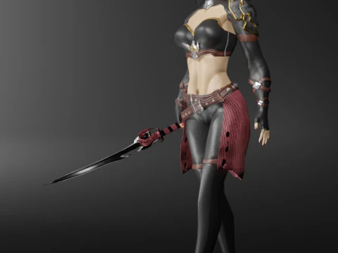 Ninja Assassin Female Character - Fantasy 3D Model