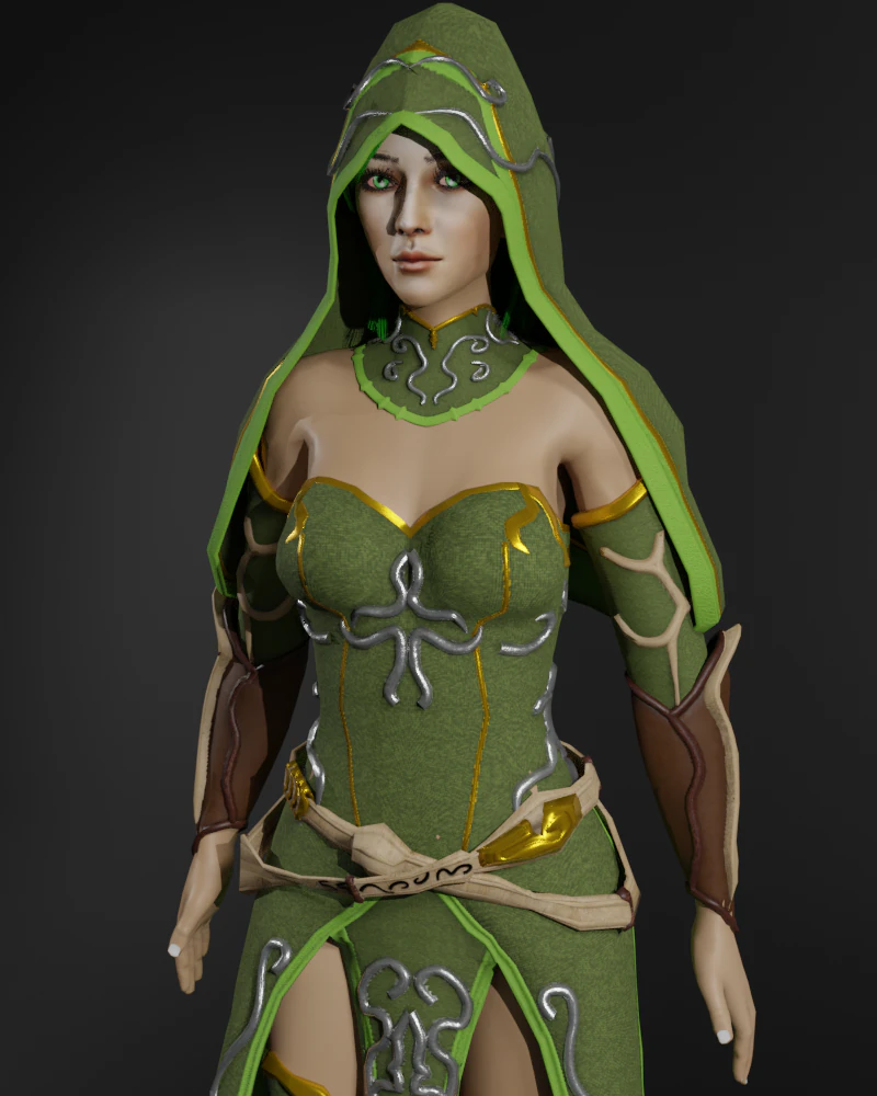 Nature Priestess Female Character - Fantasy 3D Model .c4d .max .obj .3ds .fbx .stl .blend 