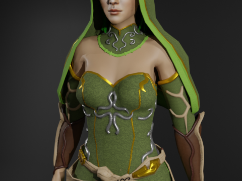 Nature Priestess Female Character - Fantasy 3D Model