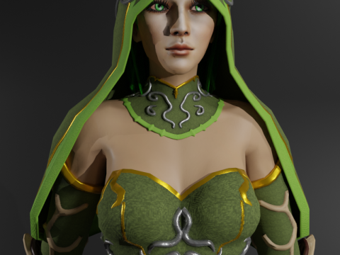 Nature Priestess Female Character - Fantasy 3D Model