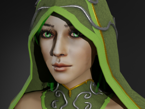 Nature Priestess Female Character - Fantasy 3D Model