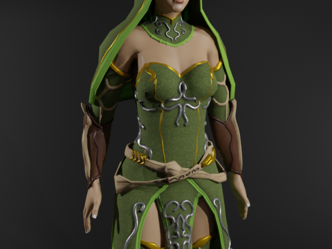 Nature Priestess Female Character - Fantasy 3D Model