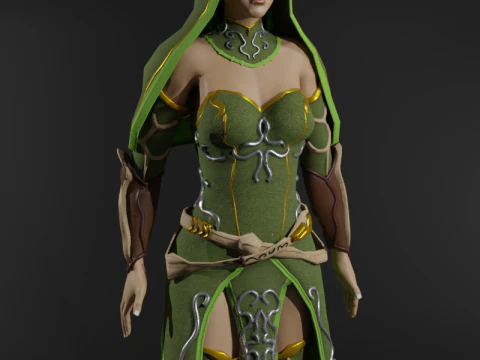Nature Priestess Female Character - Fantasy 3D Model