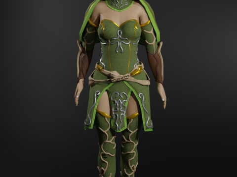 Nature Priestess Female Character - Fantasy 3D Model