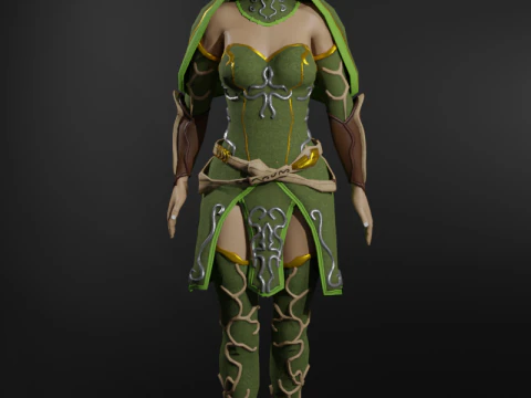 Nature Priestess Female Character - Fantasy 3D Model
