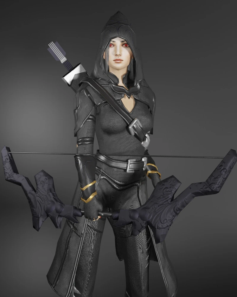 Shadow Archer Female Character - Fantasy 3D Model .c4d .max .obj .3ds .fbx .stl .blend 