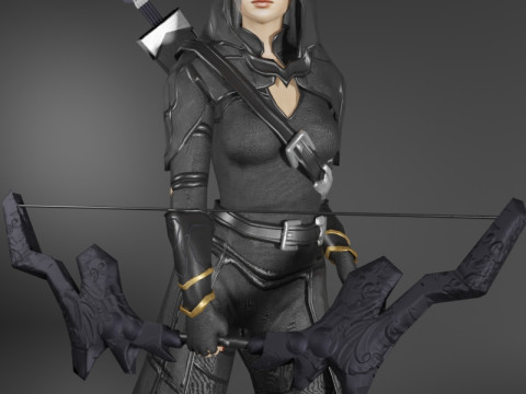 Shadow Archer Female Character - Fantasy 3D Model