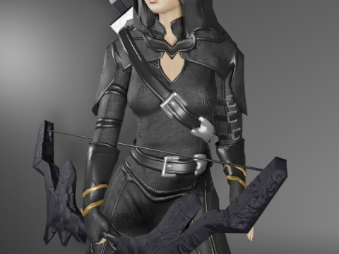 Shadow Archer Female Character - Fantasy 3D Модель