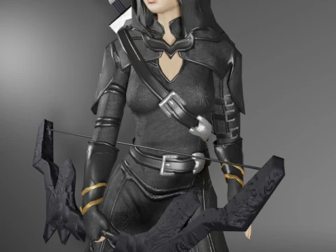 Shadow Archer Female Character - Fantasy 3D Model