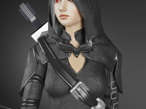 Shadow Archer Female Character - Fantasy 3D Model