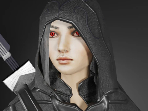 Shadow Archer Female Character - Fantasy 3D Model