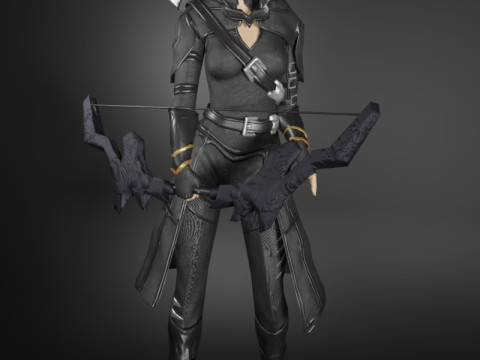 Shadow Archer Female Character - Fantasy 3D Модель