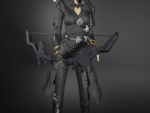 Shadow Archer Female Character - Fantasy 3D Model