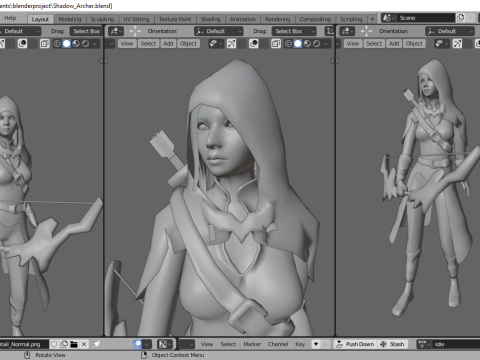 Shadow Archer Female Character - Fantasy 3D Модель
