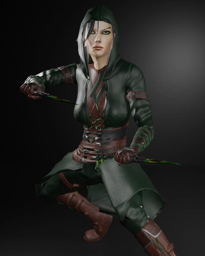 Poisoner Assassin Female Character - Fantasy 3D Model .c4d .max .obj .3ds .fbx .stl .blend 