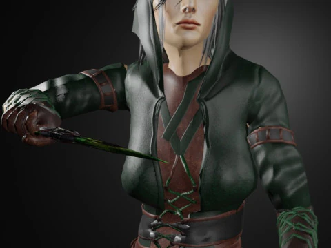 Poisoner Assassin Female Character - Fantasy 3D Model