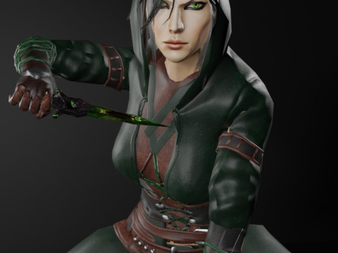 Poisoner Assassin Female Character - Fantasy 3D Модель