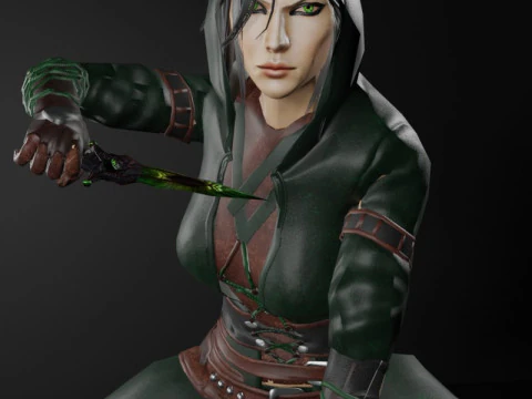 Poisoner Assassin Female Character - Fantasy 3D Model