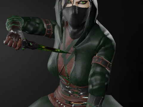 Poisoner Assassin Female Character - Fantasy 3D Model