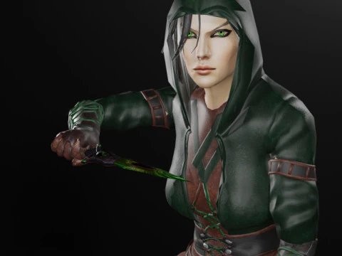 Poisoner Assassin Female Character - Fantasy 3D Model