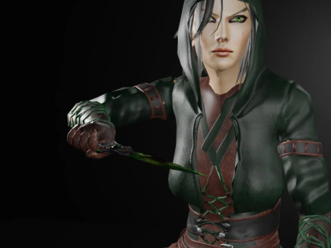 Poisoner Assassin Female Character - Fantasy 3D Model