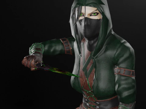 Poisoner Assassin Female Character - Fantasy 3D Model