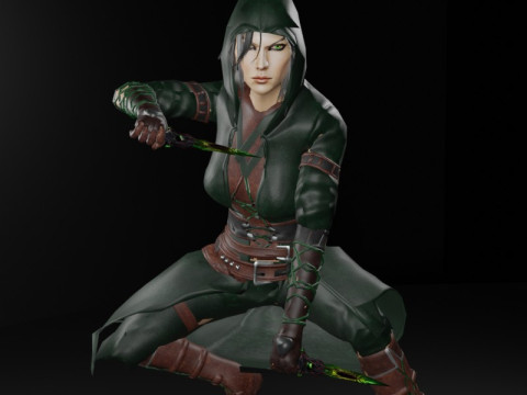 Poisoner Assassin Female Character - Fantasy 3D Модель