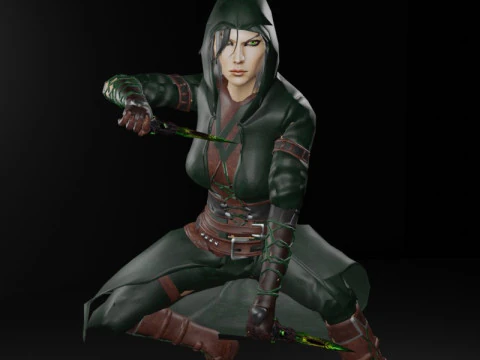 Poisoner Assassin Female Character - Fantasy 3D Model