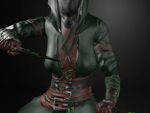 Poisoner Assassin Female Character - Fantasy 3D Model
